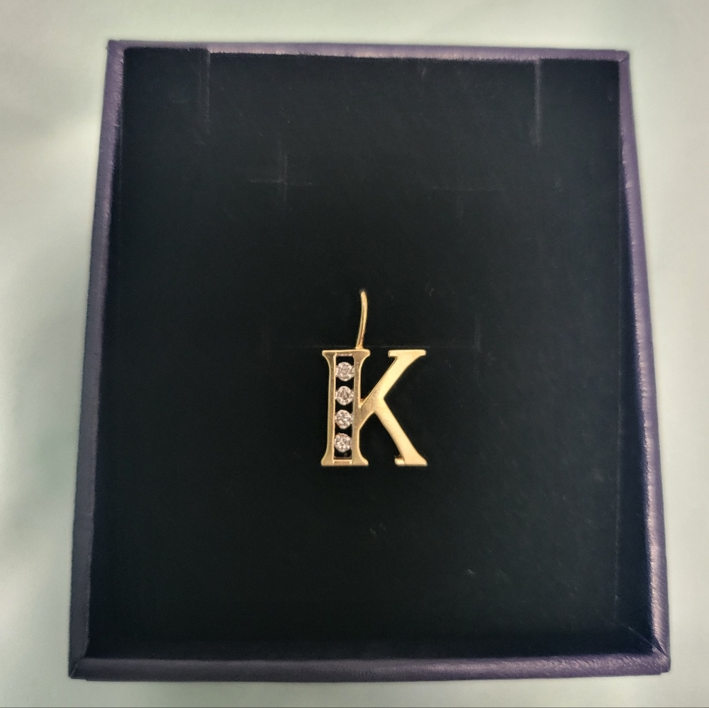 14kt Gold Initial "K" with Diamonds Pendant